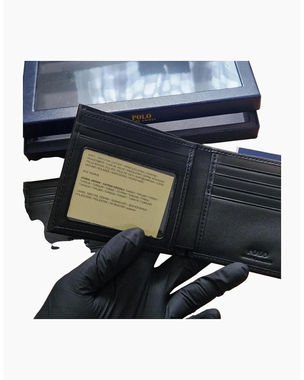 Polo Ralph Lauren Blue Ralph Lauren Wallet Gift Set Box Leather Bifold Credit Card Holder for men