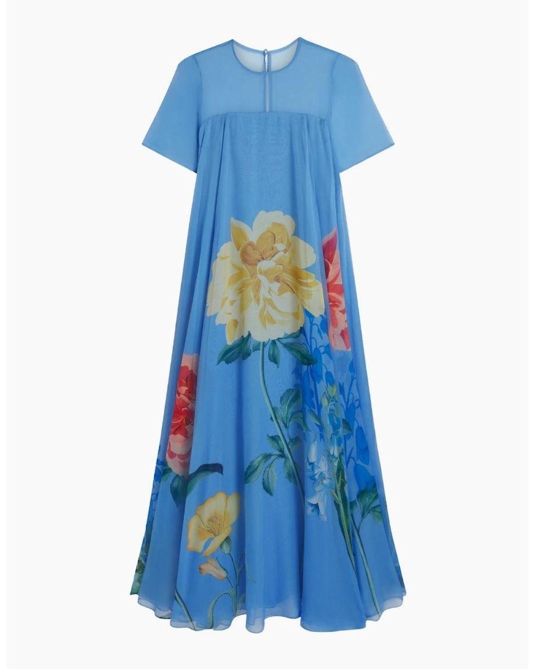 Ted Baker Blue Marie Cap Sleeve Volume Maxi Dress