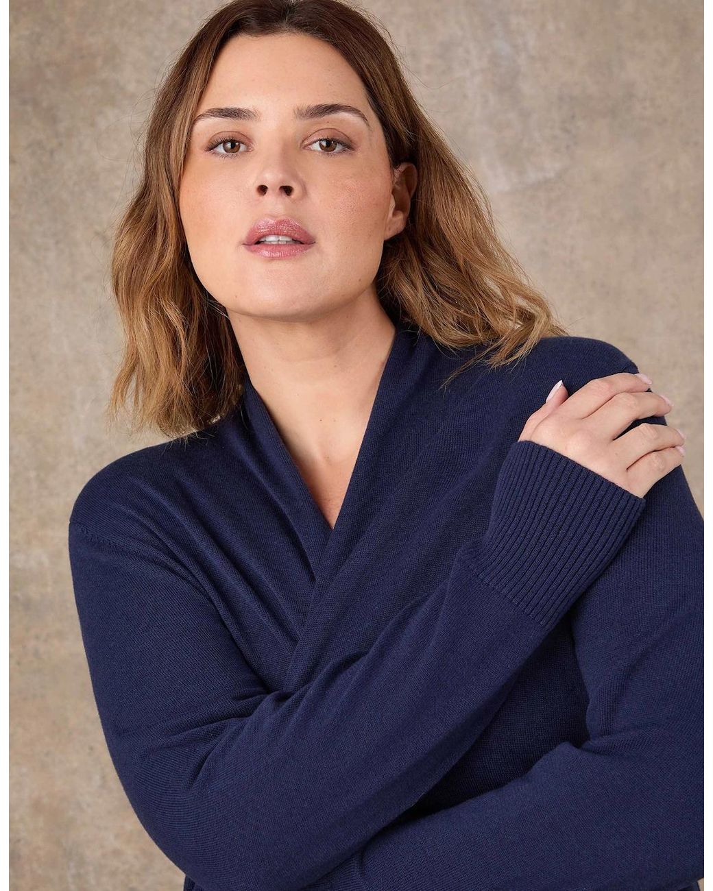 Live Unlimited London Blue Longline Knitted Cardigan