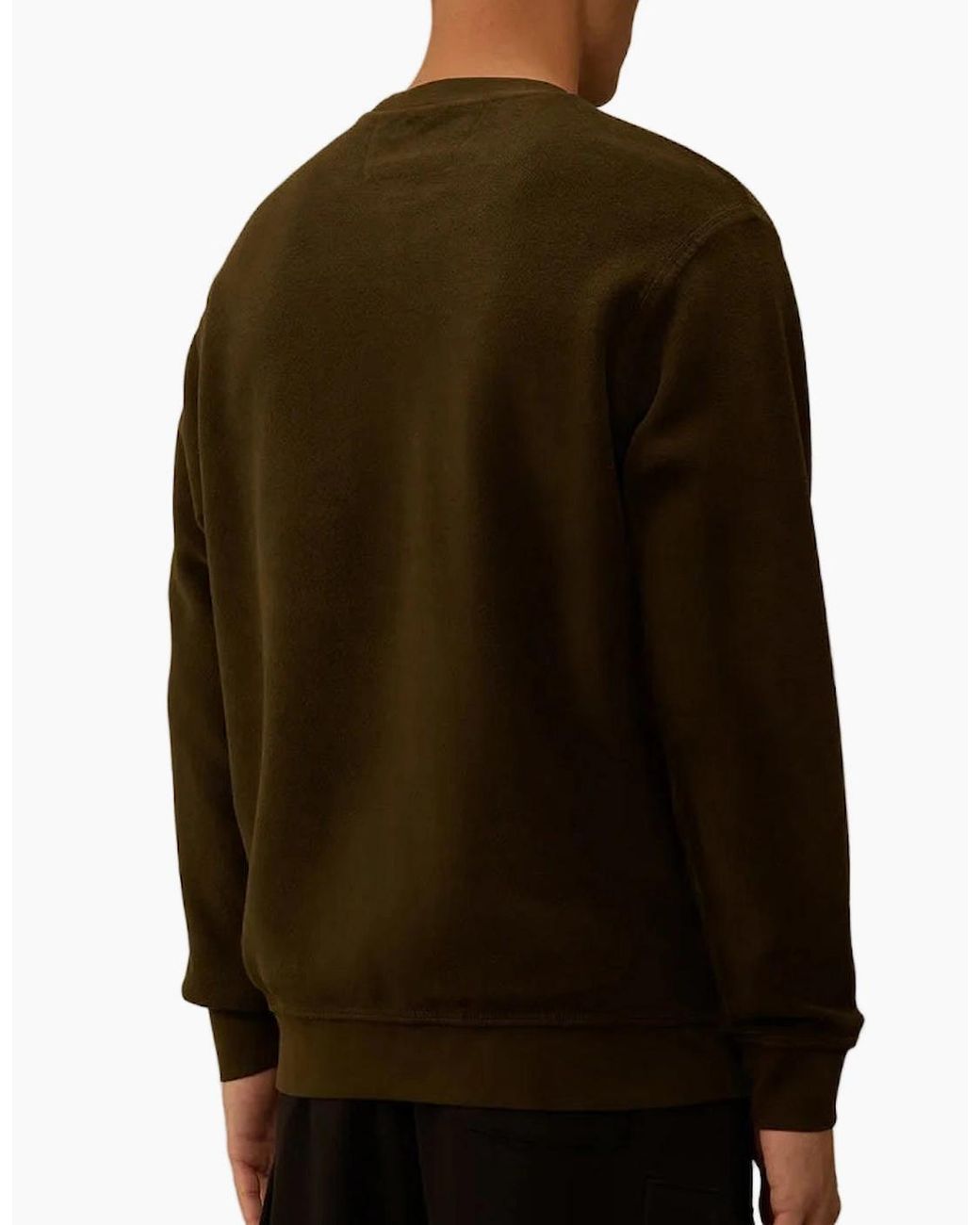 C P Company Green Brushed Fleece Lens Sweat for men