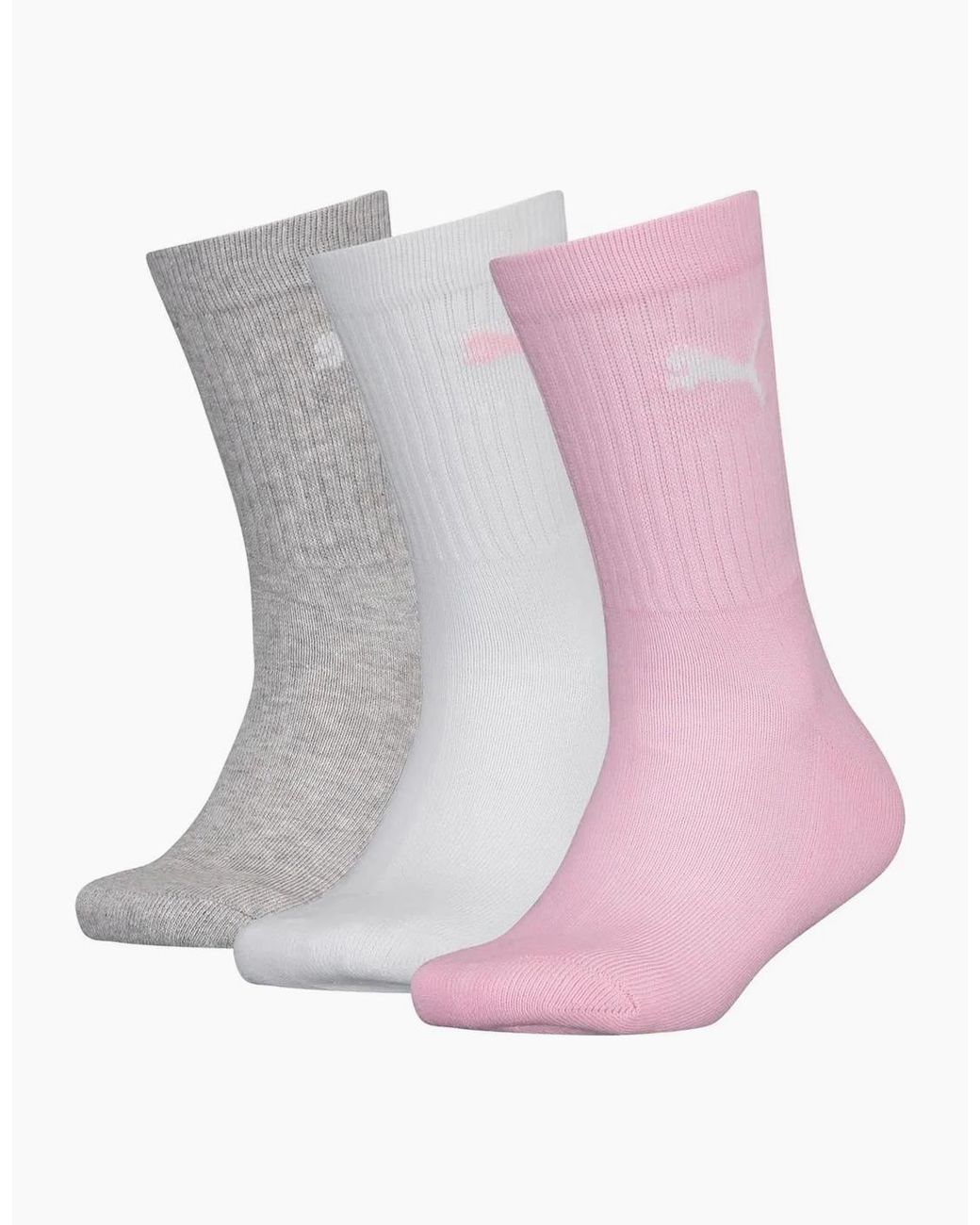 PUMA Pink 3-Pack Girl's Sports Socks, Rose Water
