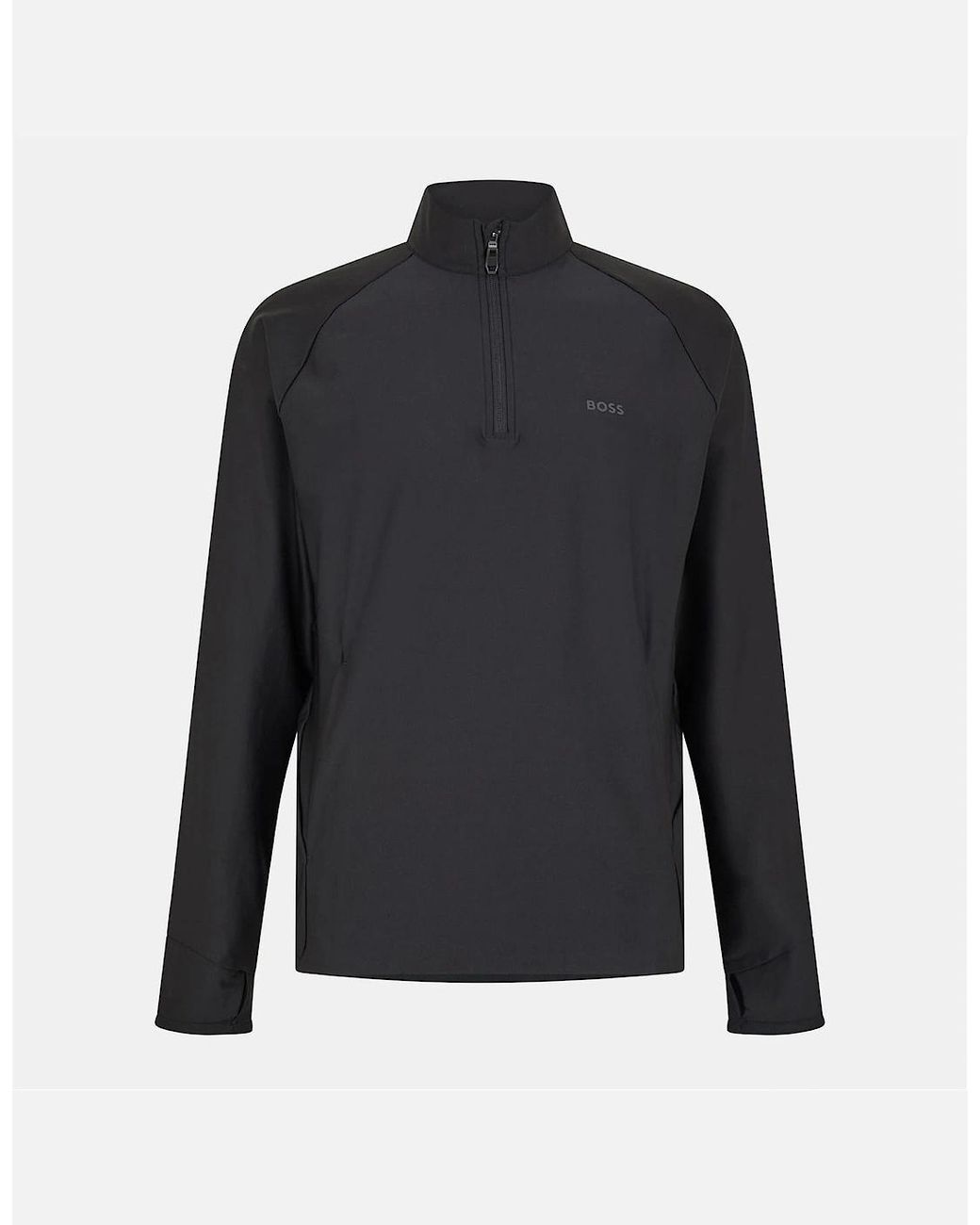 Boss Blue Sweat Active Zip Neck Raglan Sleeve Sweatshirt for men
