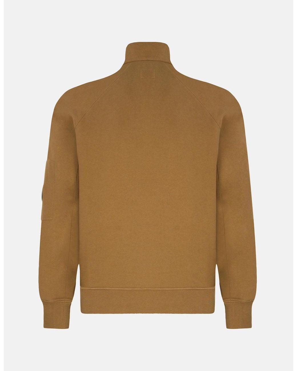 C P Company Brown Diagonal Raised 1/4 Zip Sweatshirt for men