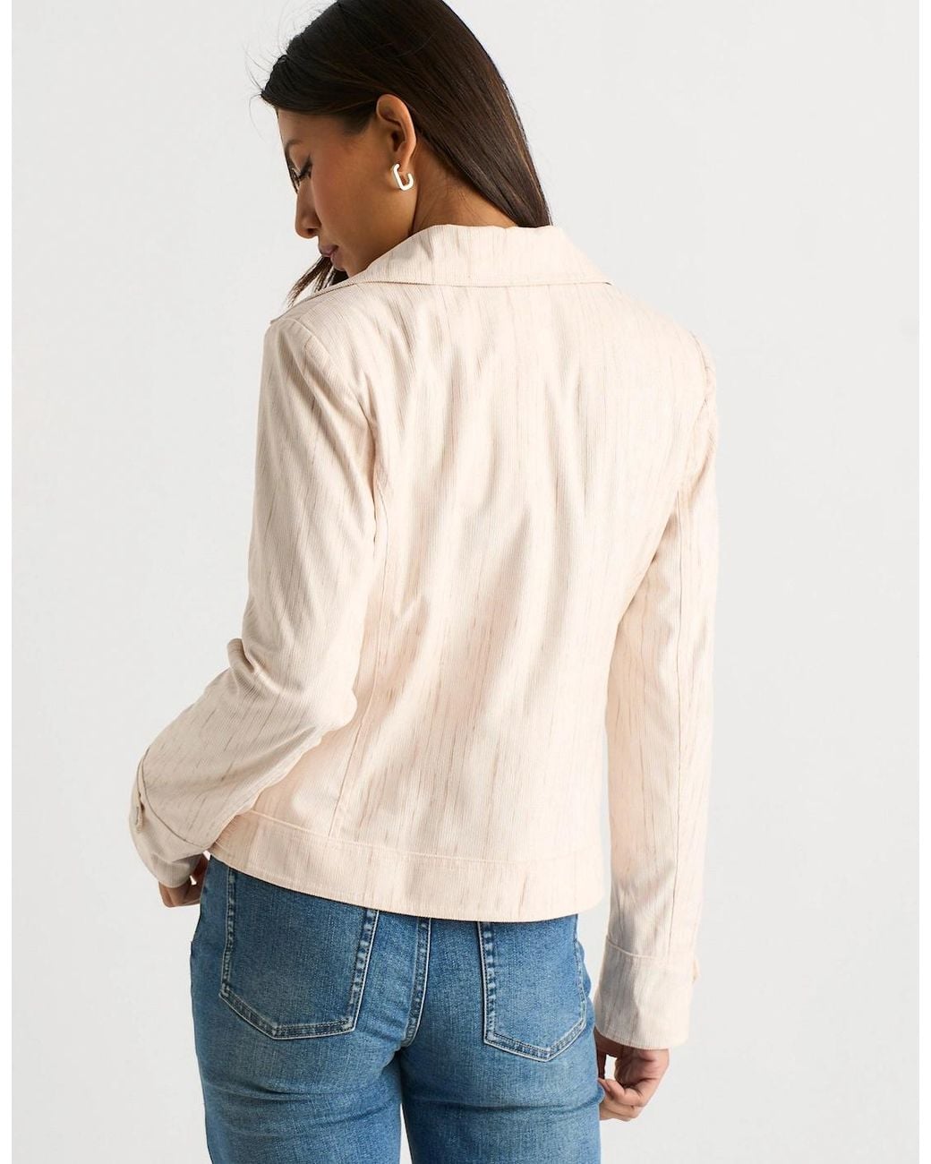 Gini London Natural Corduroy Asymmetrical Zip Moto Jacket