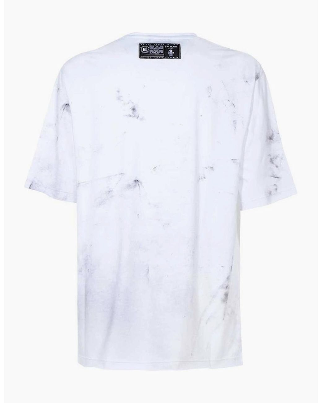 Balmain White Sketch Drawing Logo T-Shirt for men
