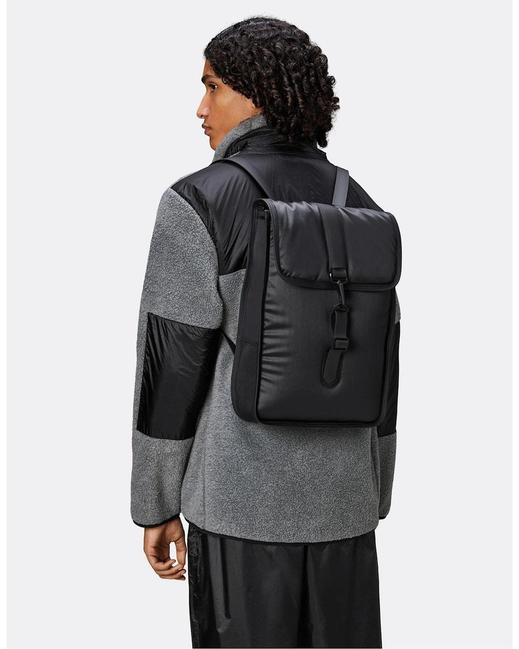 Rains Black Puffed Backpack Mini