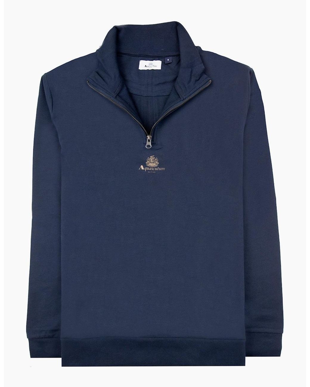 Aquascutum Blue Small Logo Quarter Zip 11 for men