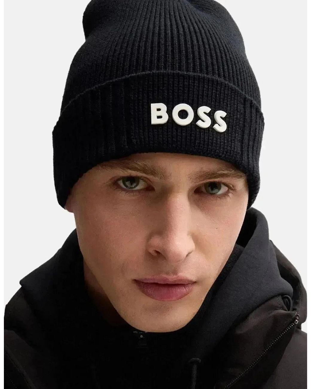Boss Black Boss Asic-X Cotton Wool Beanie Dark