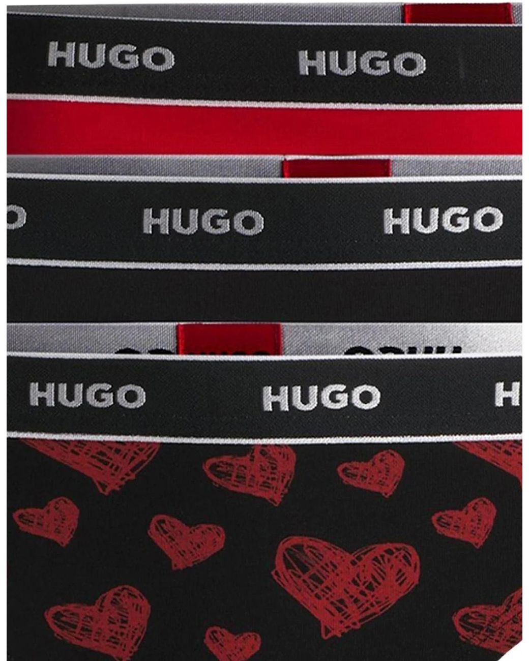 Boss Black 3-Pack Classic Logo Hearts Print Thongs
