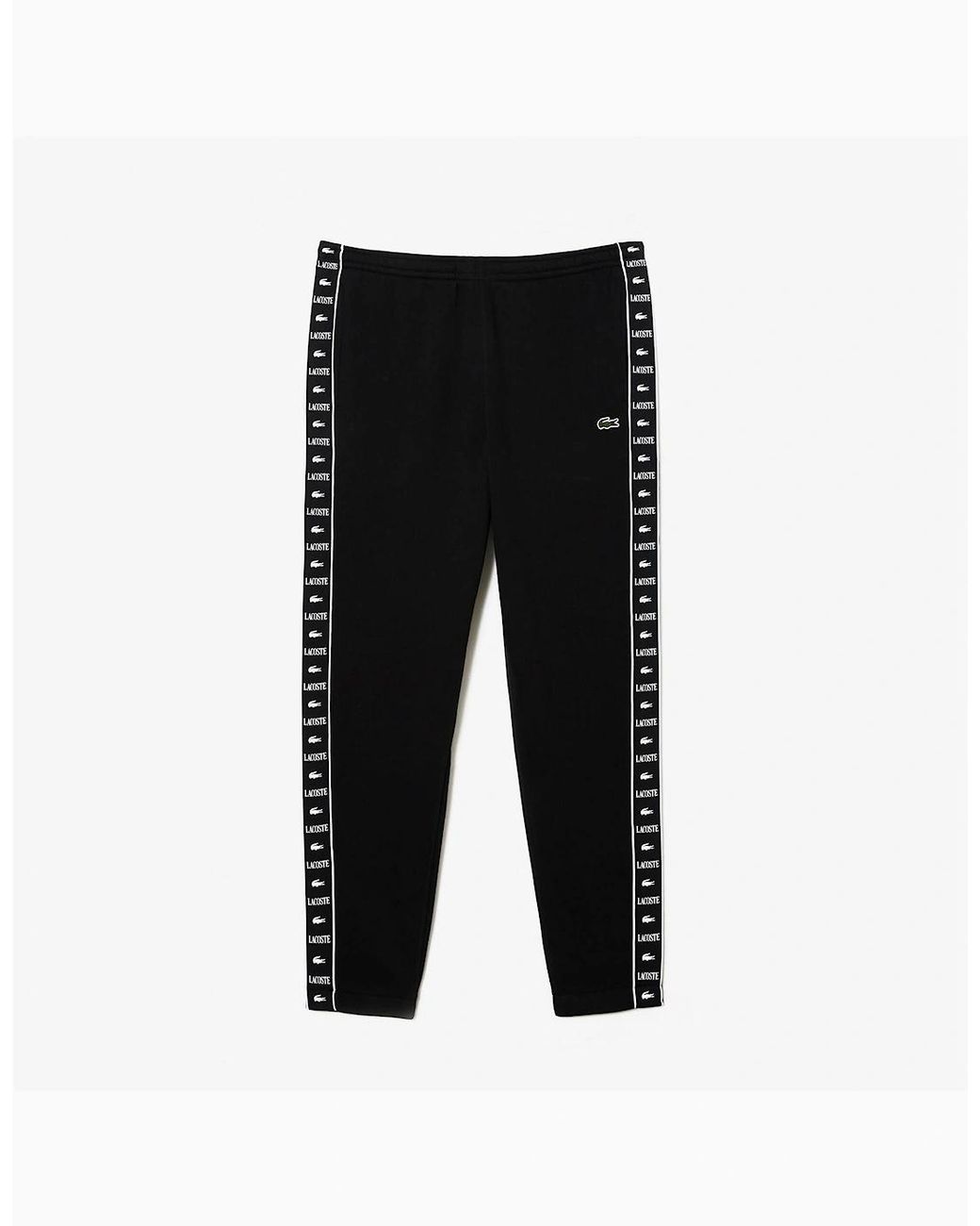Lacoste Black Tapered Logo Printed Track Pants for men