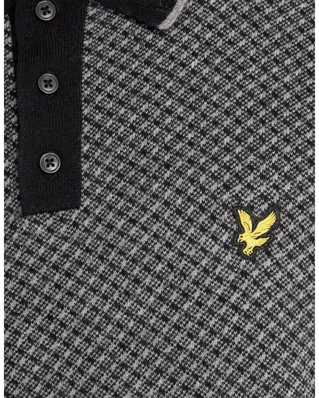 Lyle & Scott Gray Cashmere Blend Cross Hatch Polo Shirt for men