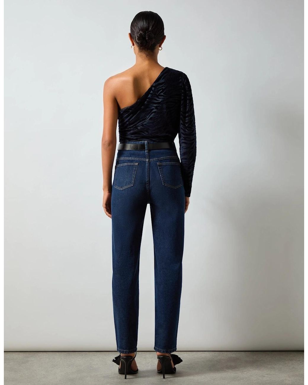 Ro&zo Blue Zebra Burnout One Shoulder Top