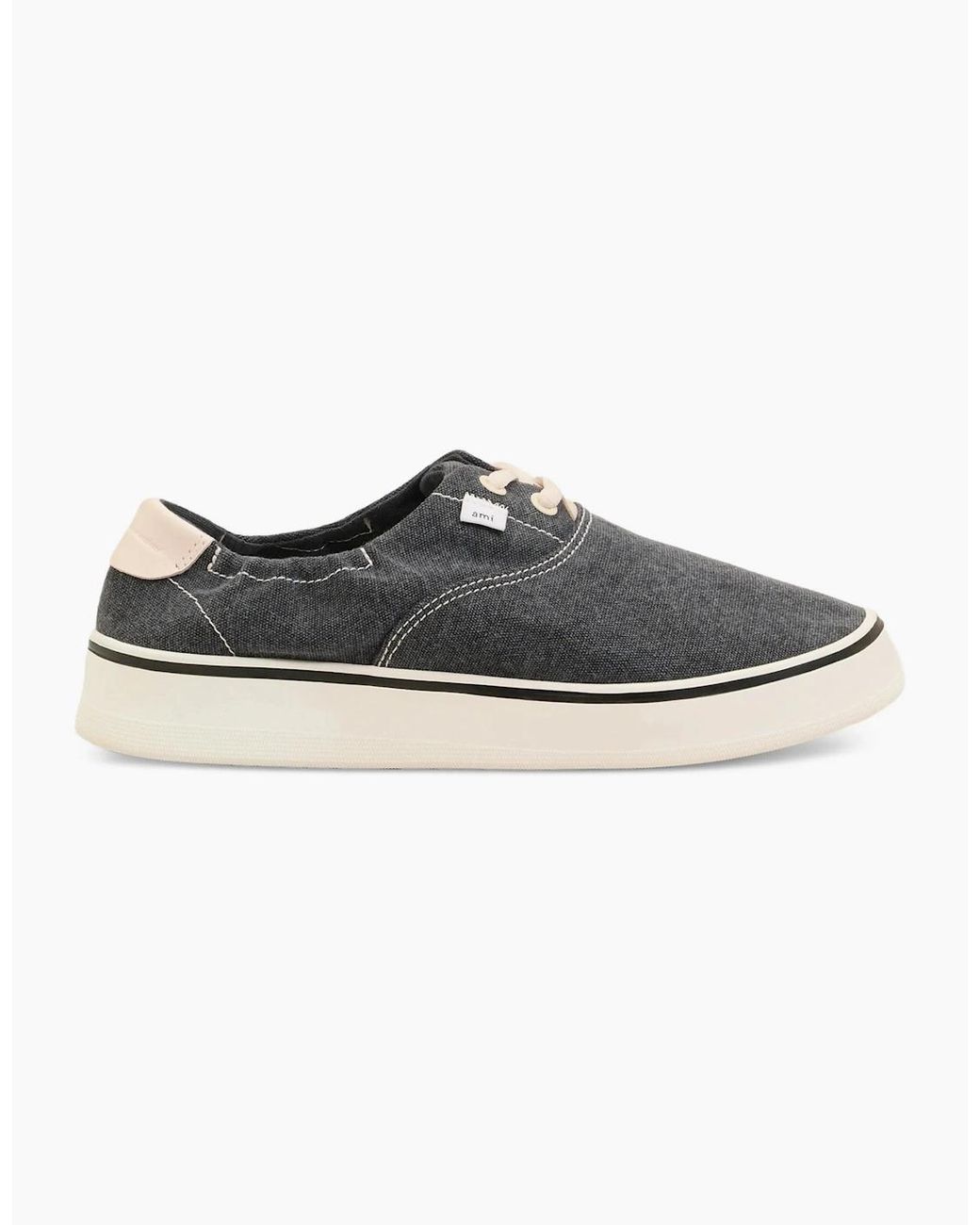 AMI Black Washed Canvas Tennis Sneakers for men