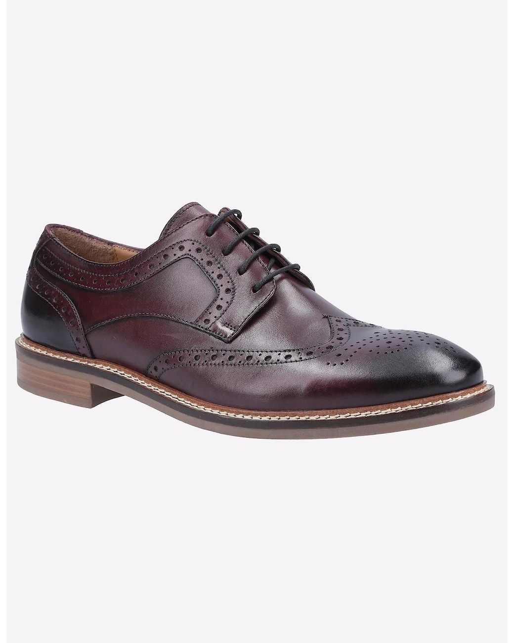Hush Puppies Brown Bryson Memory Foam Brouge Shoes Bordo for men