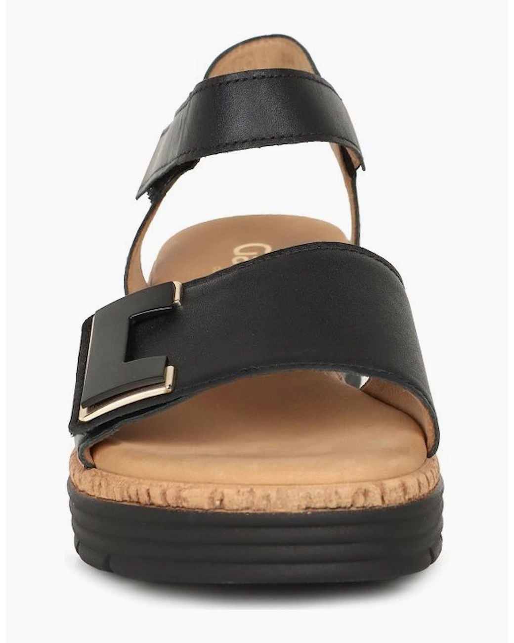 Gabor Black Shout Wedge Heel Sandals