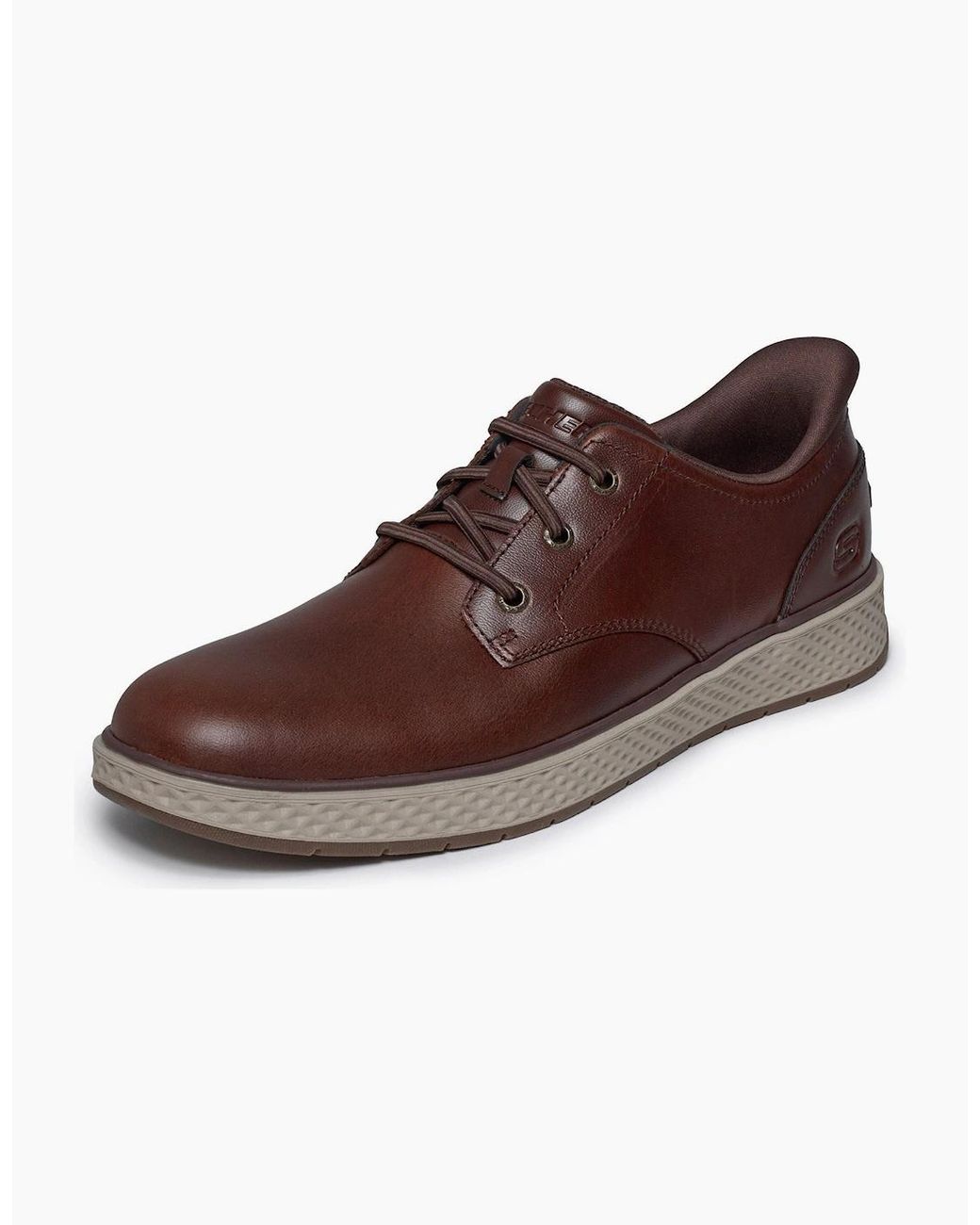 Skechers Brown Burkett Lonzo Leather Leather Lace-Up Shoes for men