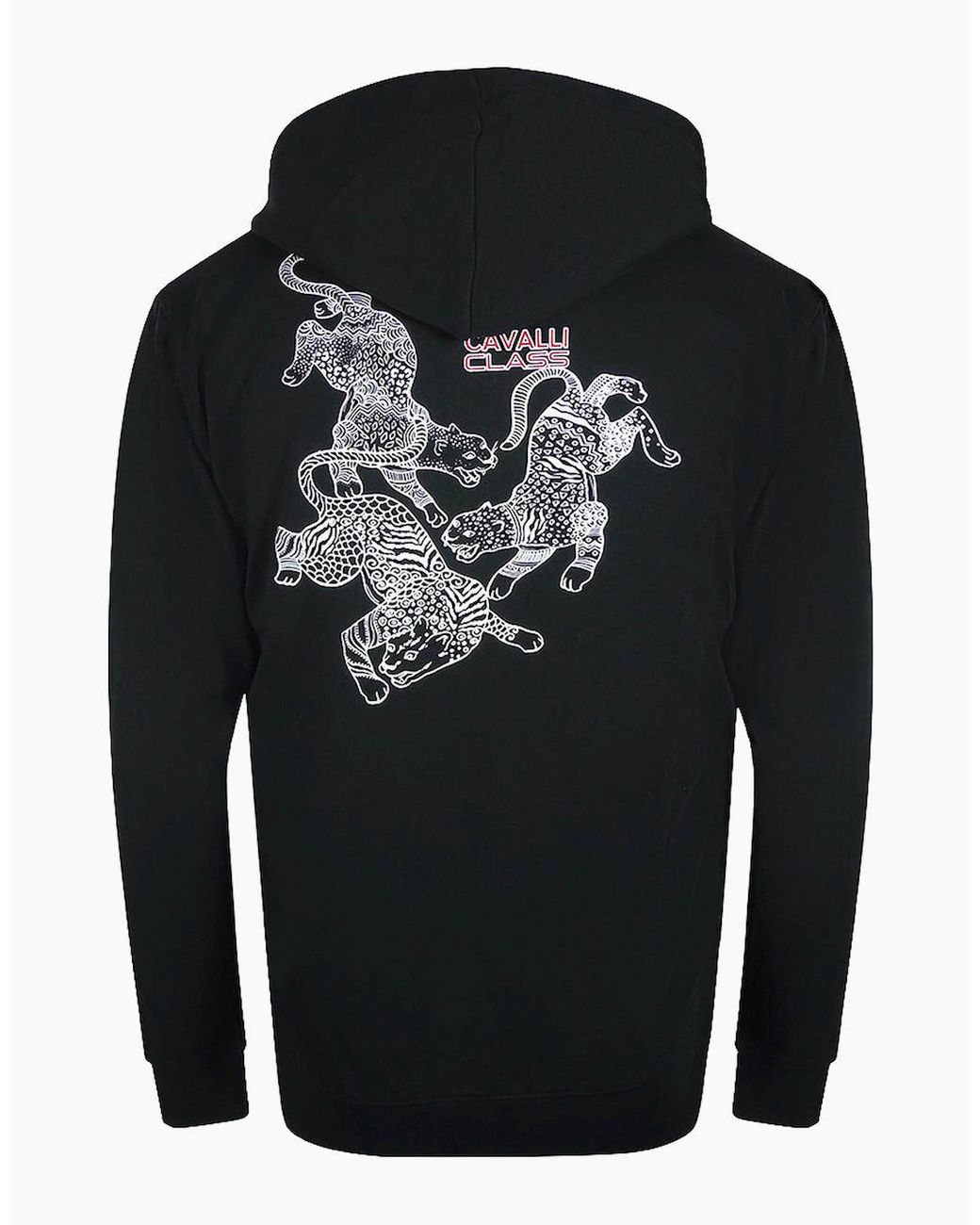 Roberto Cavalli Blue Cavalli Class Traditional Style Leopard Design Zip-Up Hoodie for men