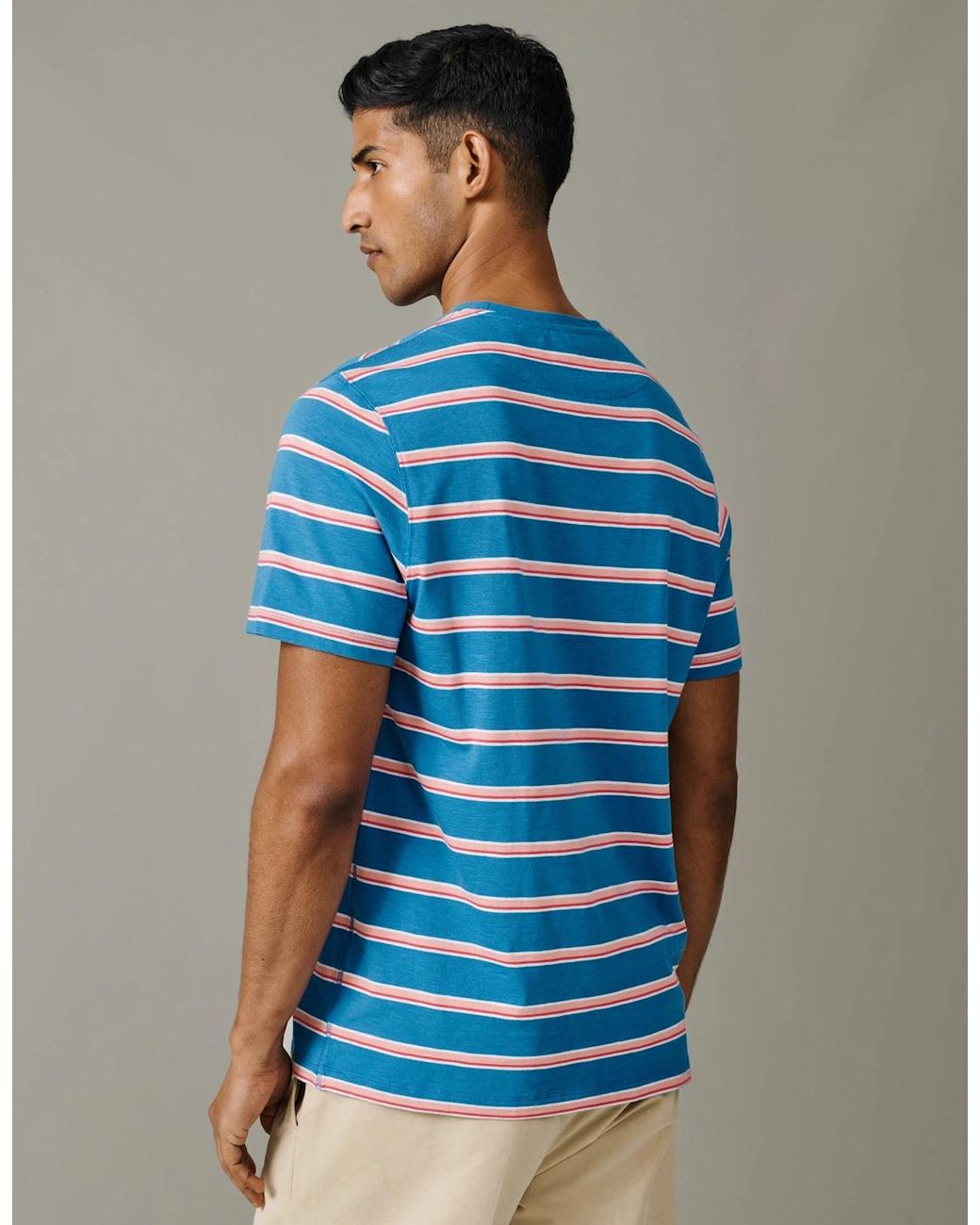 aubi Blue Berkeley Slub T-Shirt for men