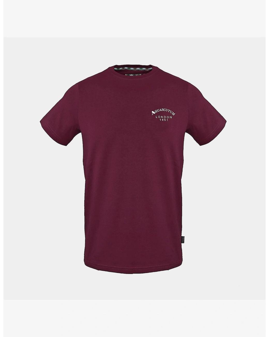 Aquascutum Purple Wordmark Crew Neck Short Sleeve Regular Fit T-Shirt for men