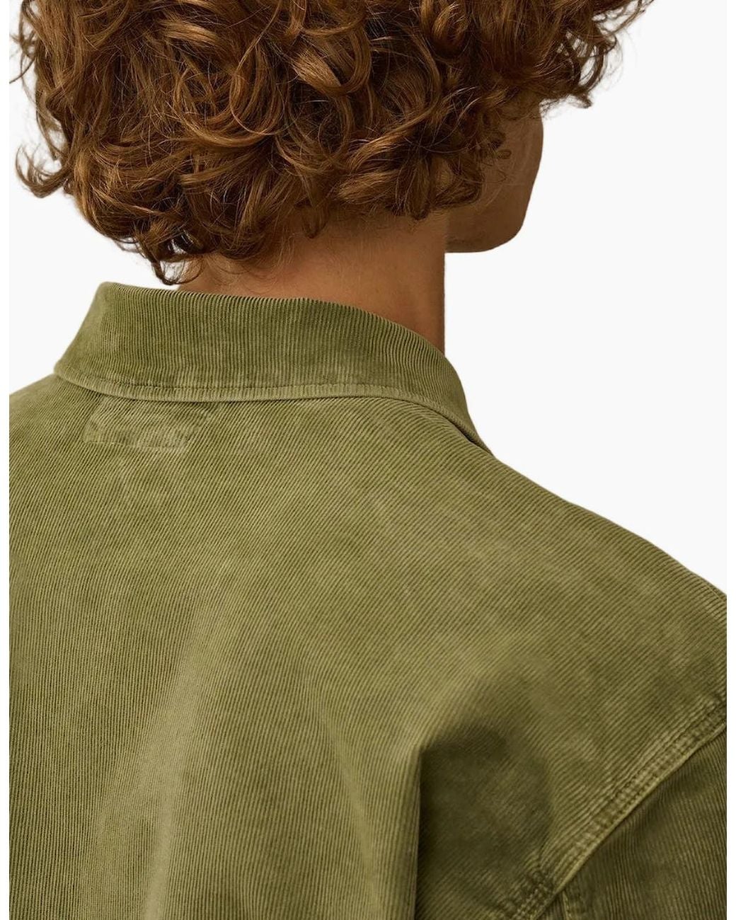 C P Company Green Stretch Corduroy Lens Overshirt for men