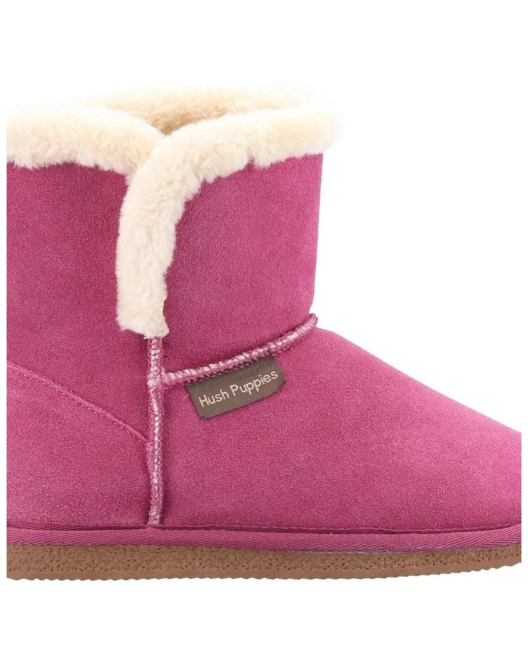 Hush Puppies Pink Ashleigh Suede And Faux Fur Rose Slippers