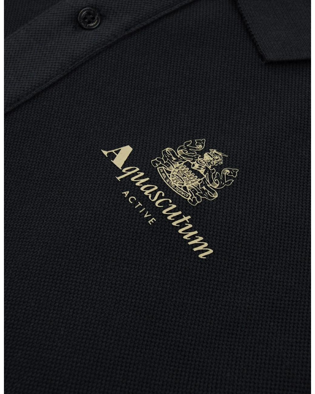 Aquascutum Black Stripes Piquet L/S Polo 16 for men