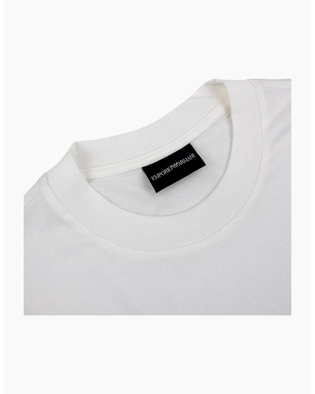 Emporio Armani White Graphic Embroidered Logo T Shirt Off for men