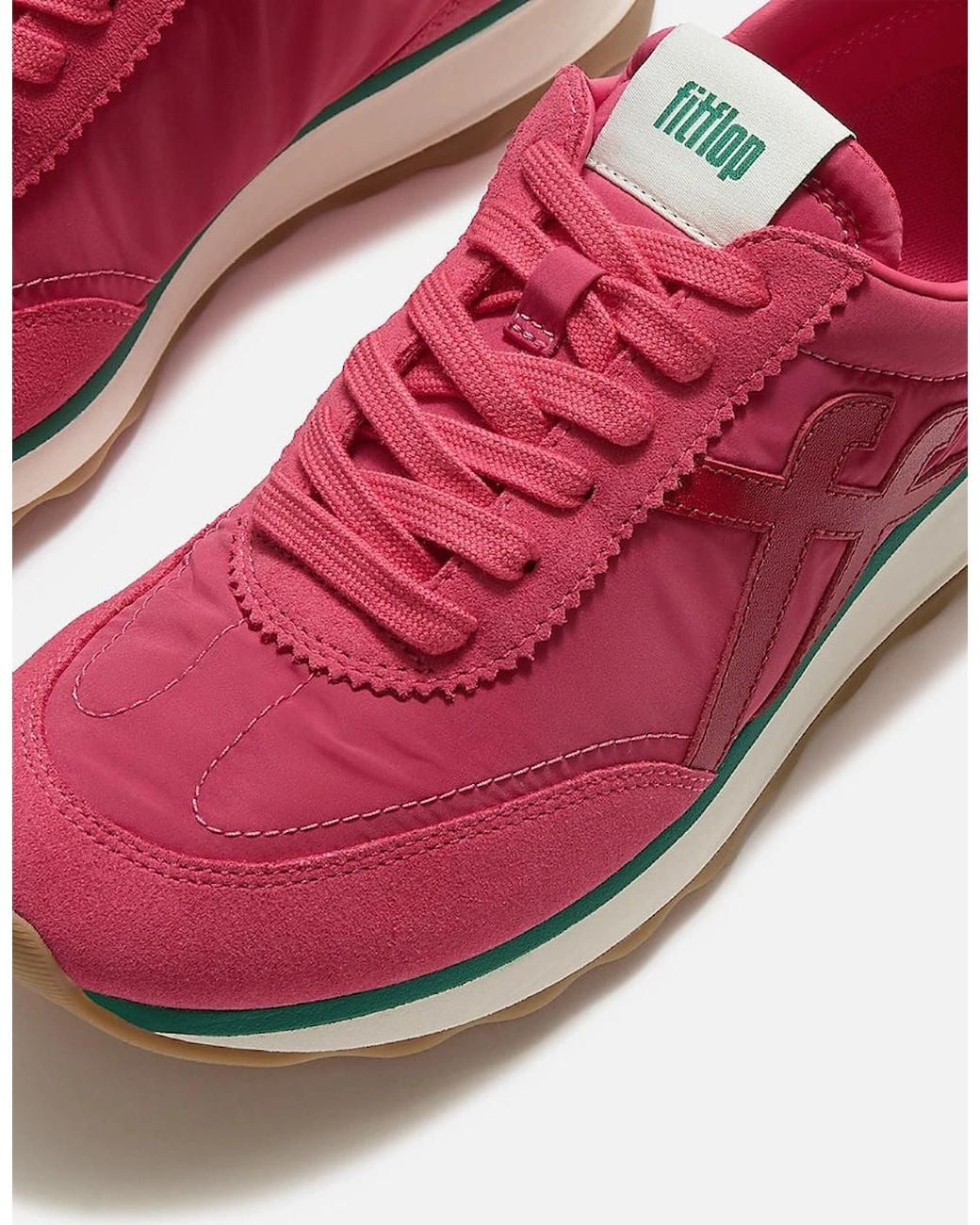 Fitflop Pink Retro-Q Ff Fabric/Suede Trainers