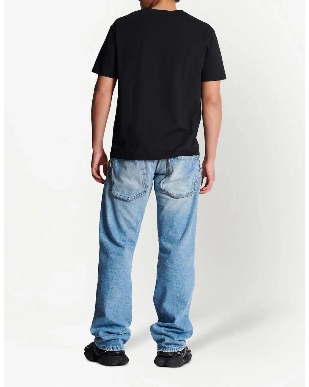 Balmain Black Roman Rubber Logo T-Shirt for men