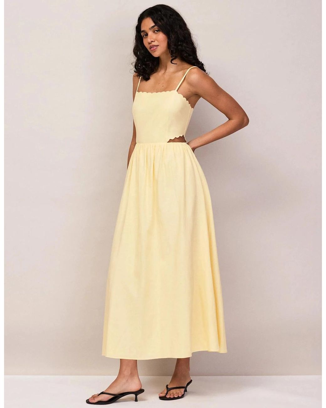 Ro&zo White Buttermilk Linen-Blend Scalloped Cut-Out Dress