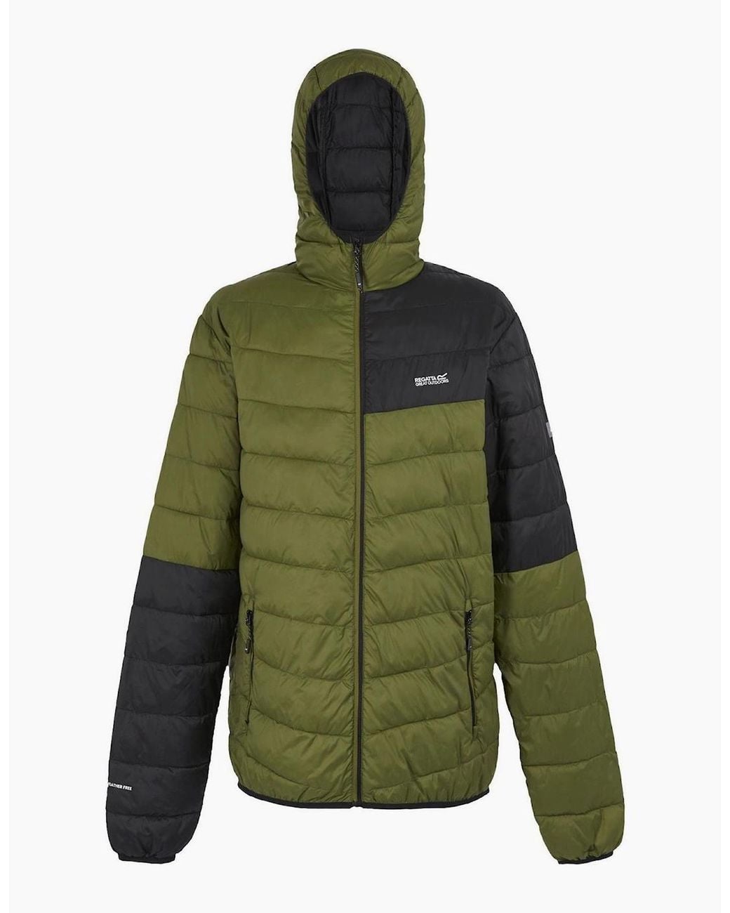 Regatta Green Hooded Puffer Jacket With Zipped Pocket And Printed Logo for men