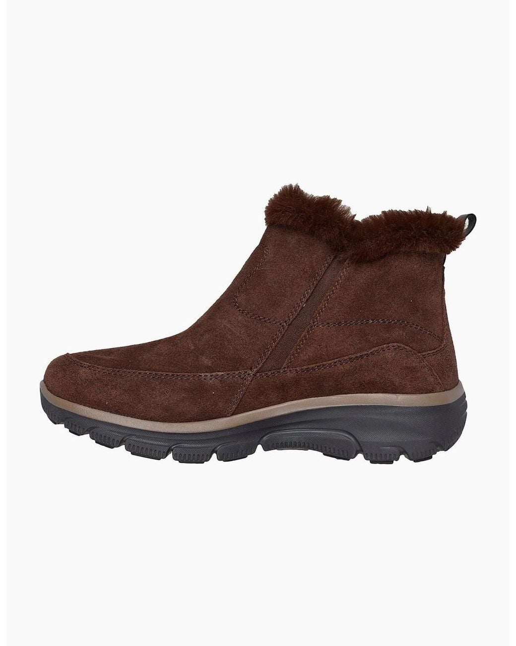 Skechers Brown Easy Going Cool Zip! Leather Chocolate Winter Ankle Boots