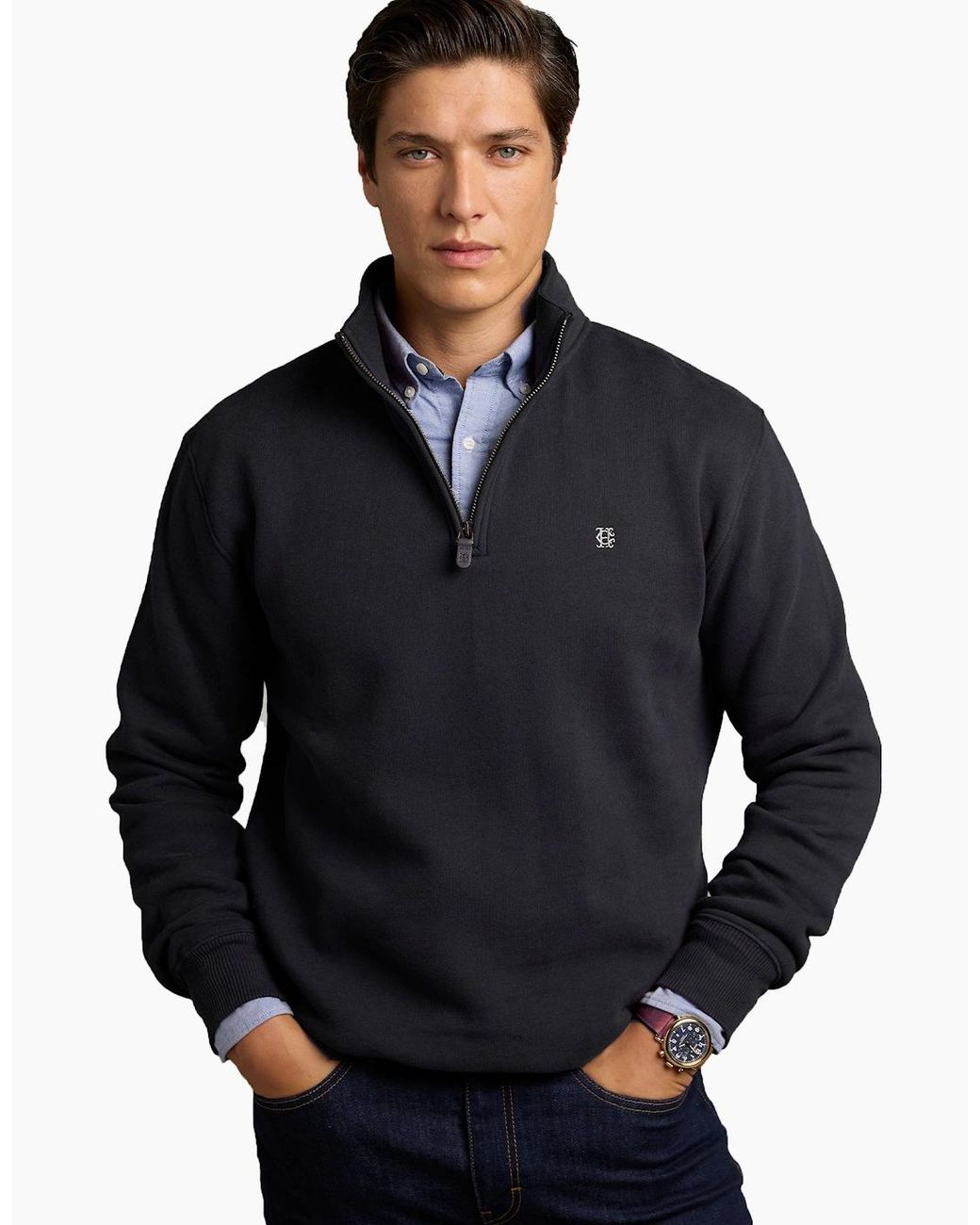 Holland Cooper Blue Quarter Zip Sweatshirt for men