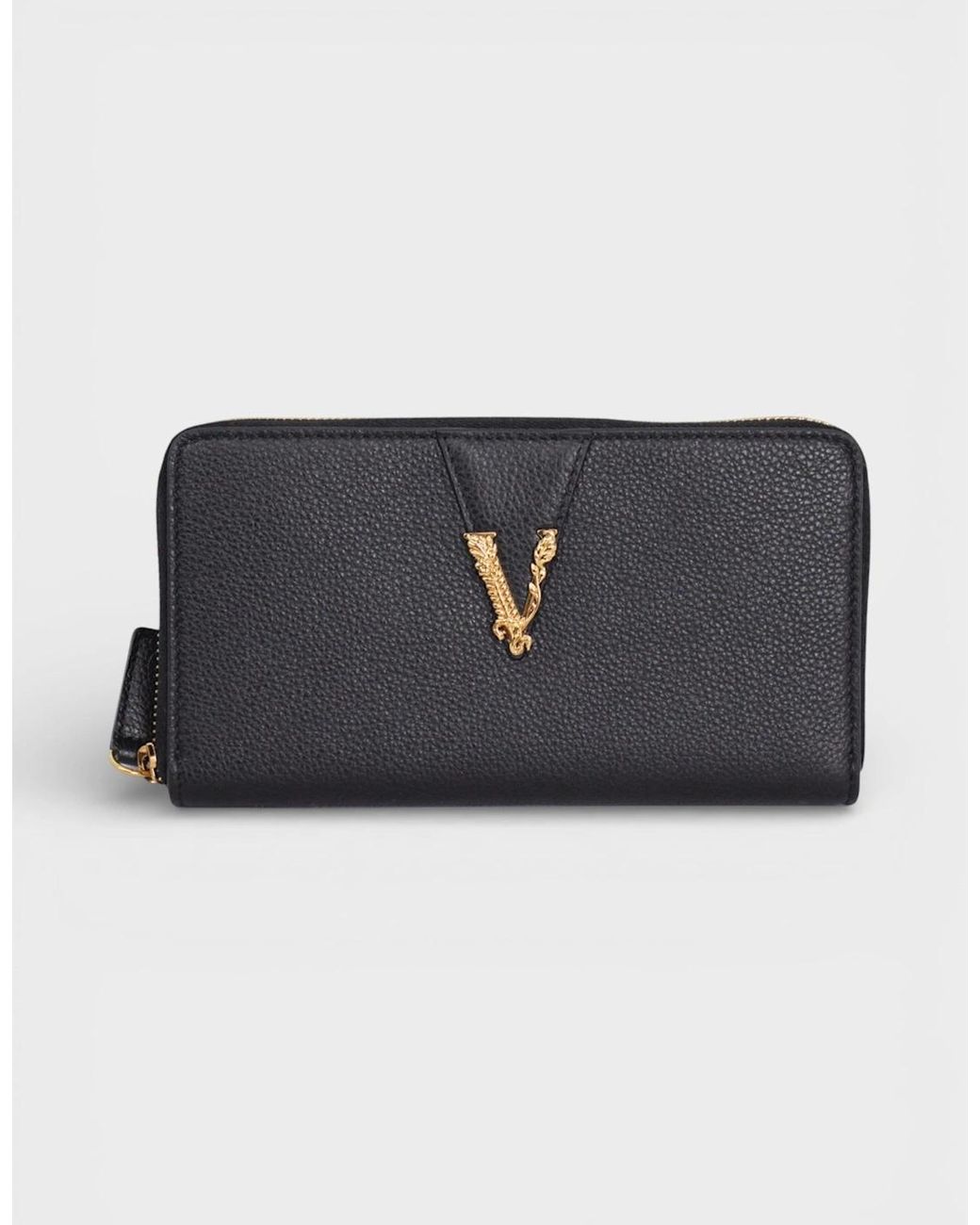 Versace Blue Virtus Leather Long Wallet