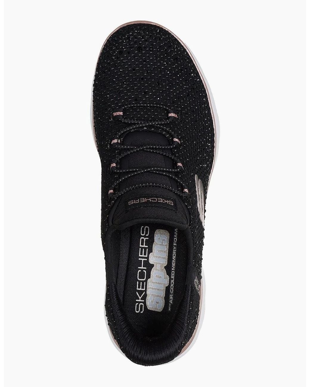 Skechers Black Summits Brilliant Shine Mesh/Rose Trim Trainers