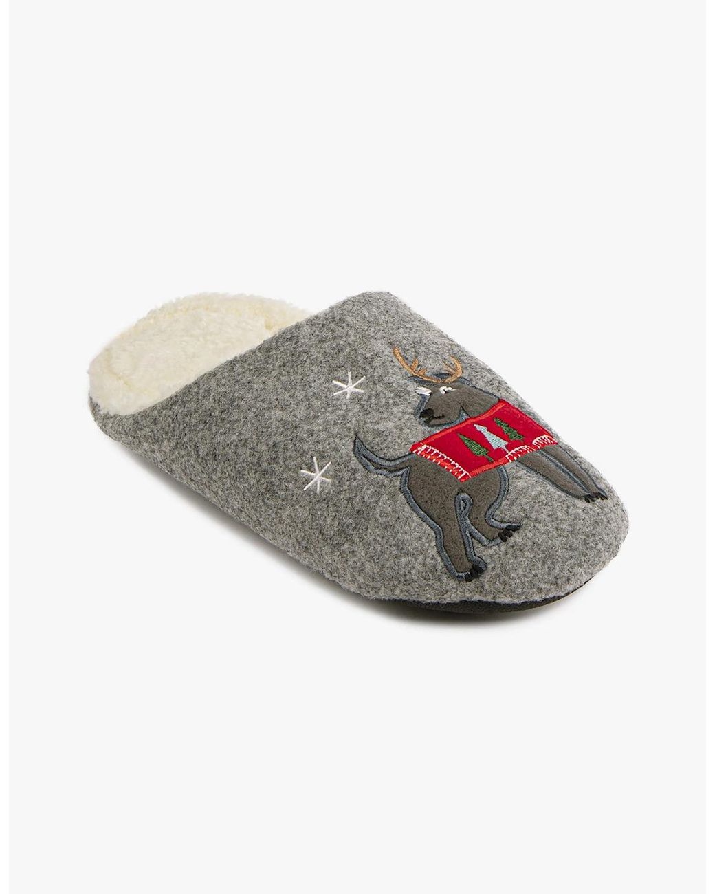 Totes Gray Isotoner Novelty Dog Mule Slippers for men