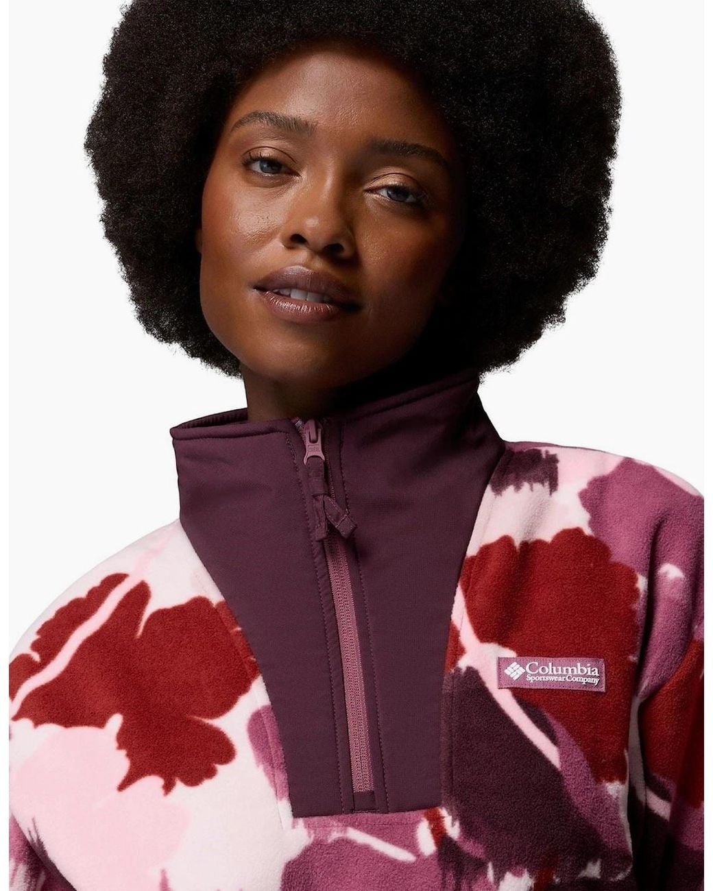 Columbia Red Sequoia Grove Ii Printed Half Zip Polyester Fleece Pullover