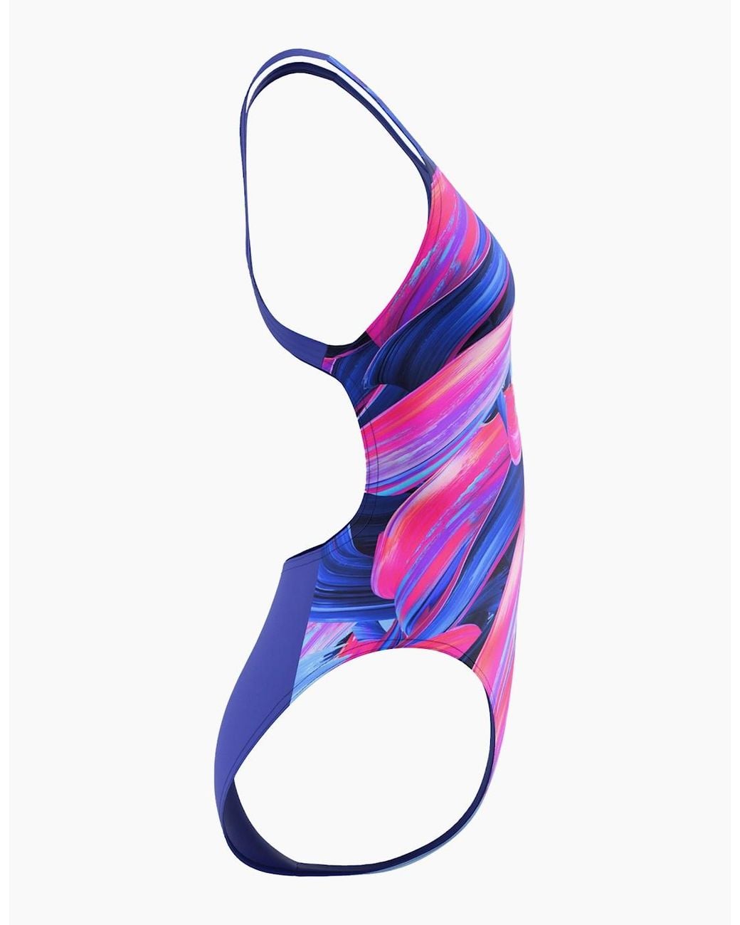 Speedo Blue Ladies Placement Powerback Printed One Piece Swimsuit