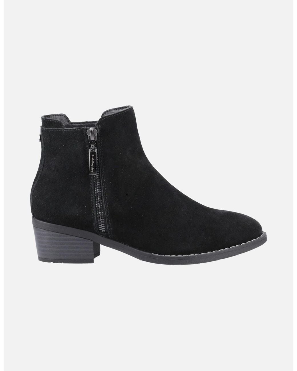 Hush Puppies Black Ingrid Suede Heeled Ankle Boots