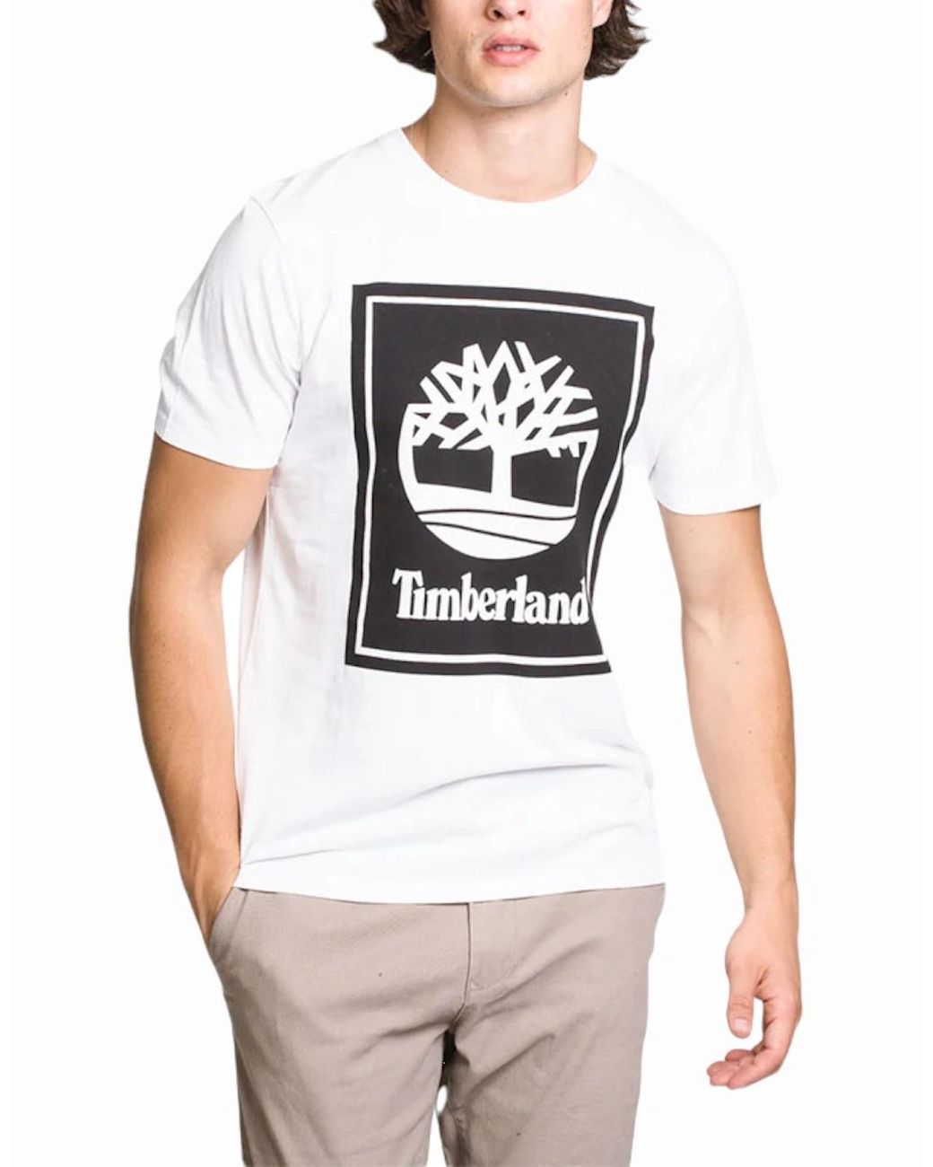 Timberland White Printed T Shirts Short Sleeve Casual Cotton Top Quick Dry Tee for men