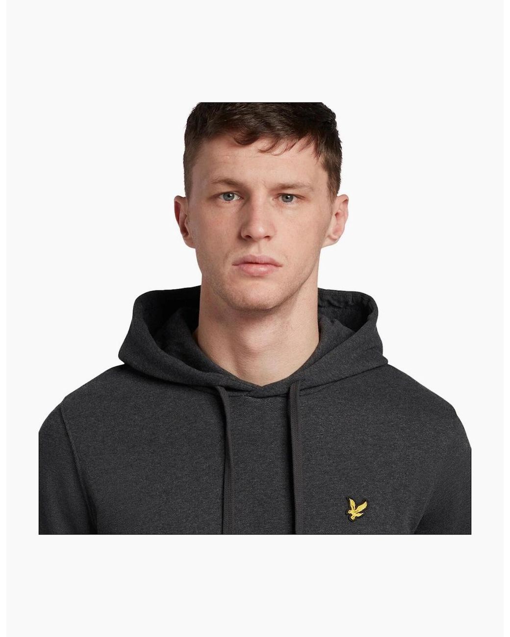 Lyle & Scott Gray Lyle & Scott Branded Charcoal Marl Pull-Over Hoodie for men
