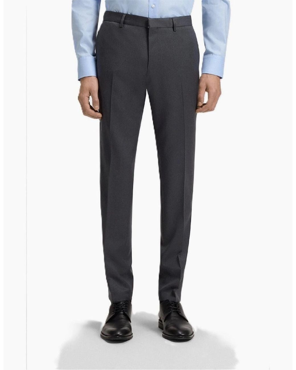 Boss Blue Wenten Solid Patterned Straight Leg Trousers for men