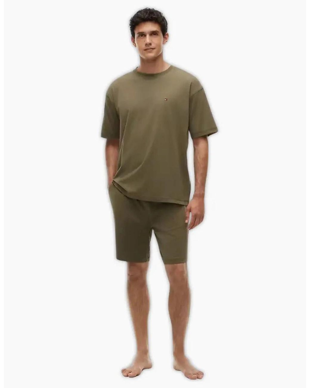 Tommy Hilfiger Green Th Original Jersey T-Shirt & Shorts Pyjama Set, Utility for men