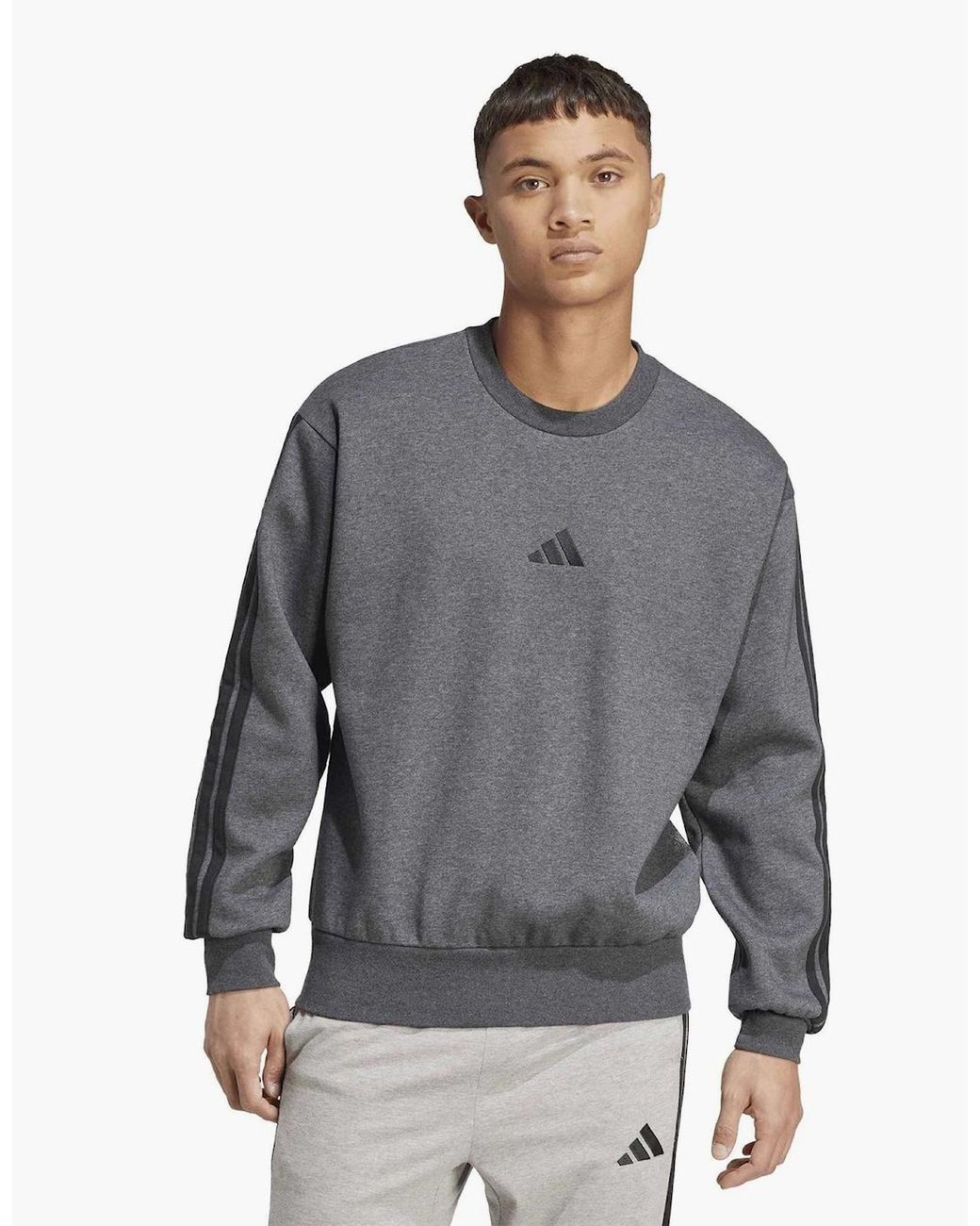 Adidas Gray Crew Neck Long Sleeve Sweatshirt for men