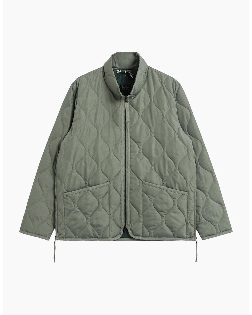 Taion Green Military High Neck Zip Down Jacket