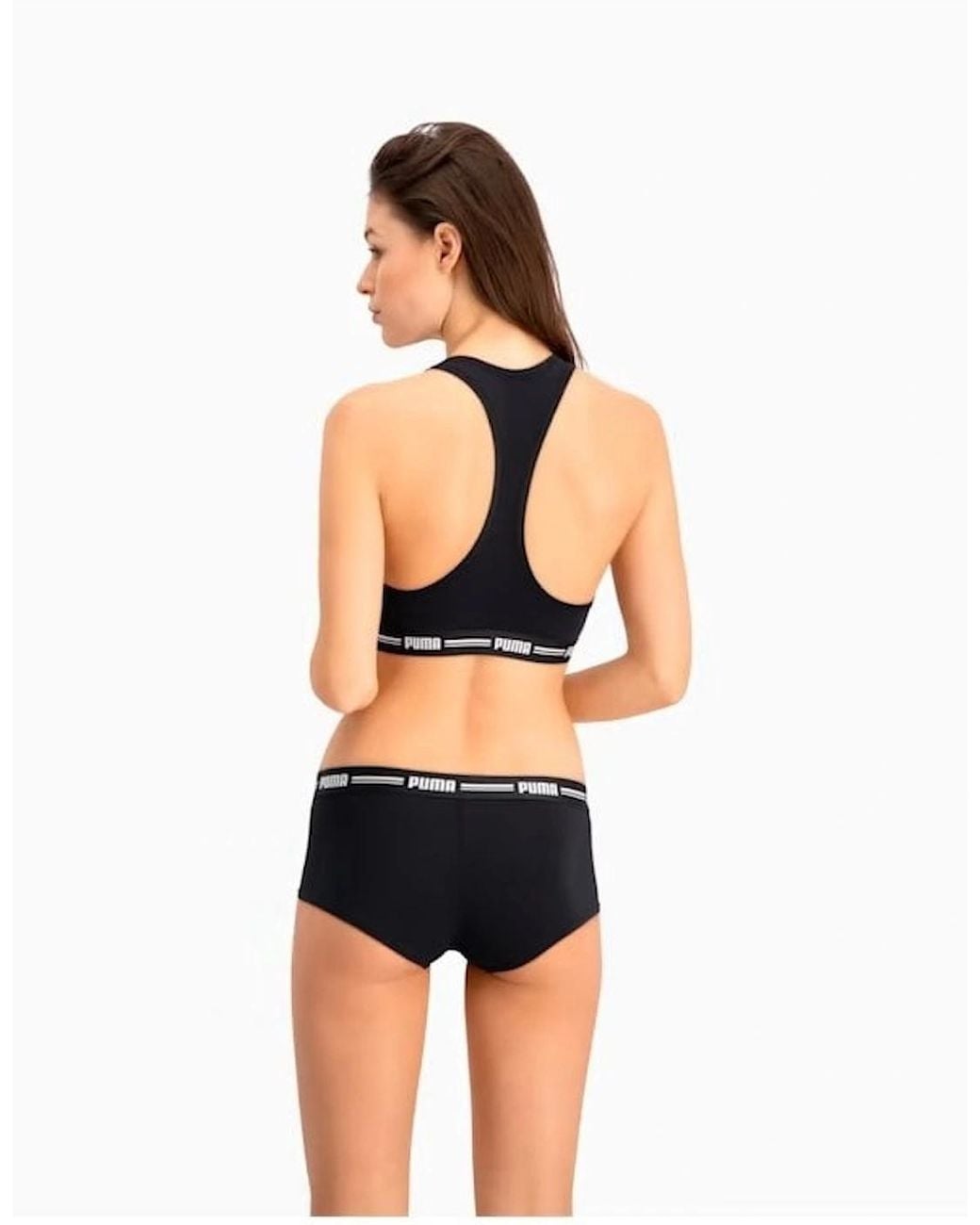 PUMA Black 2-Pack Striped Logo Mid-Rise Mini Shorts