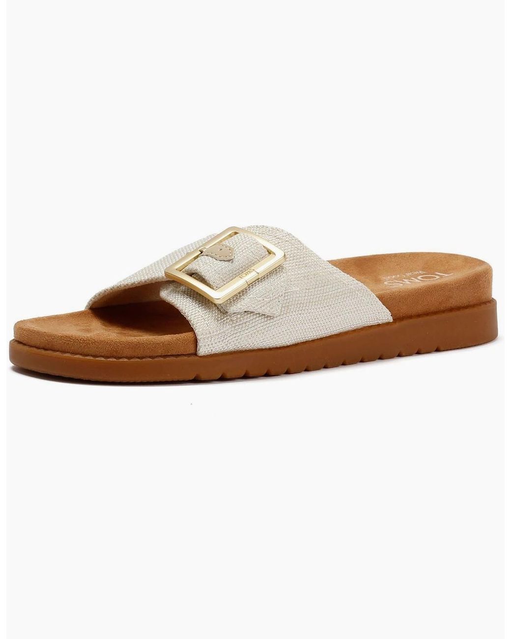 TOMS White Marin Slide Textile Natural Sandals