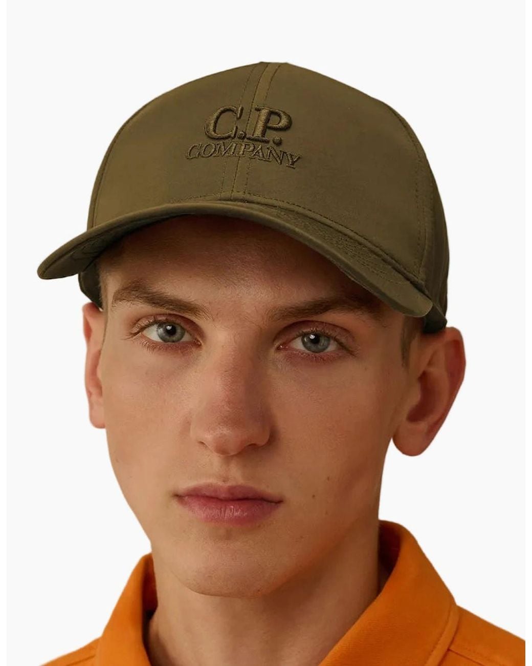 C P Company Green Chrome-R Embroidered Logo Goggle Cap for men