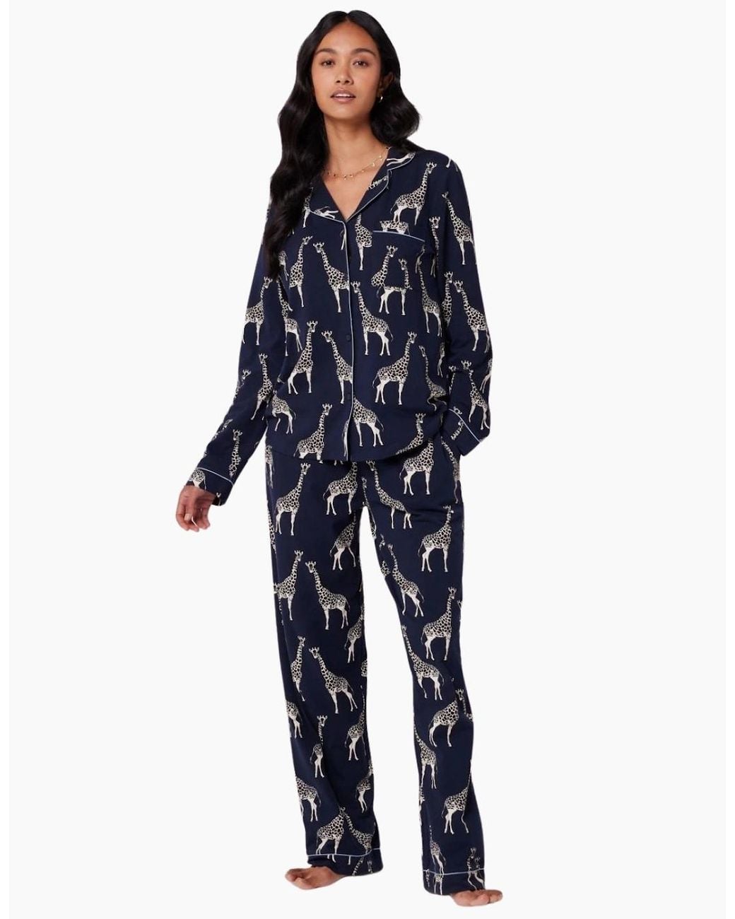 Chelsea Peers Blue Cw3007Rgra20 Organic Cotton Long Pyjama Set