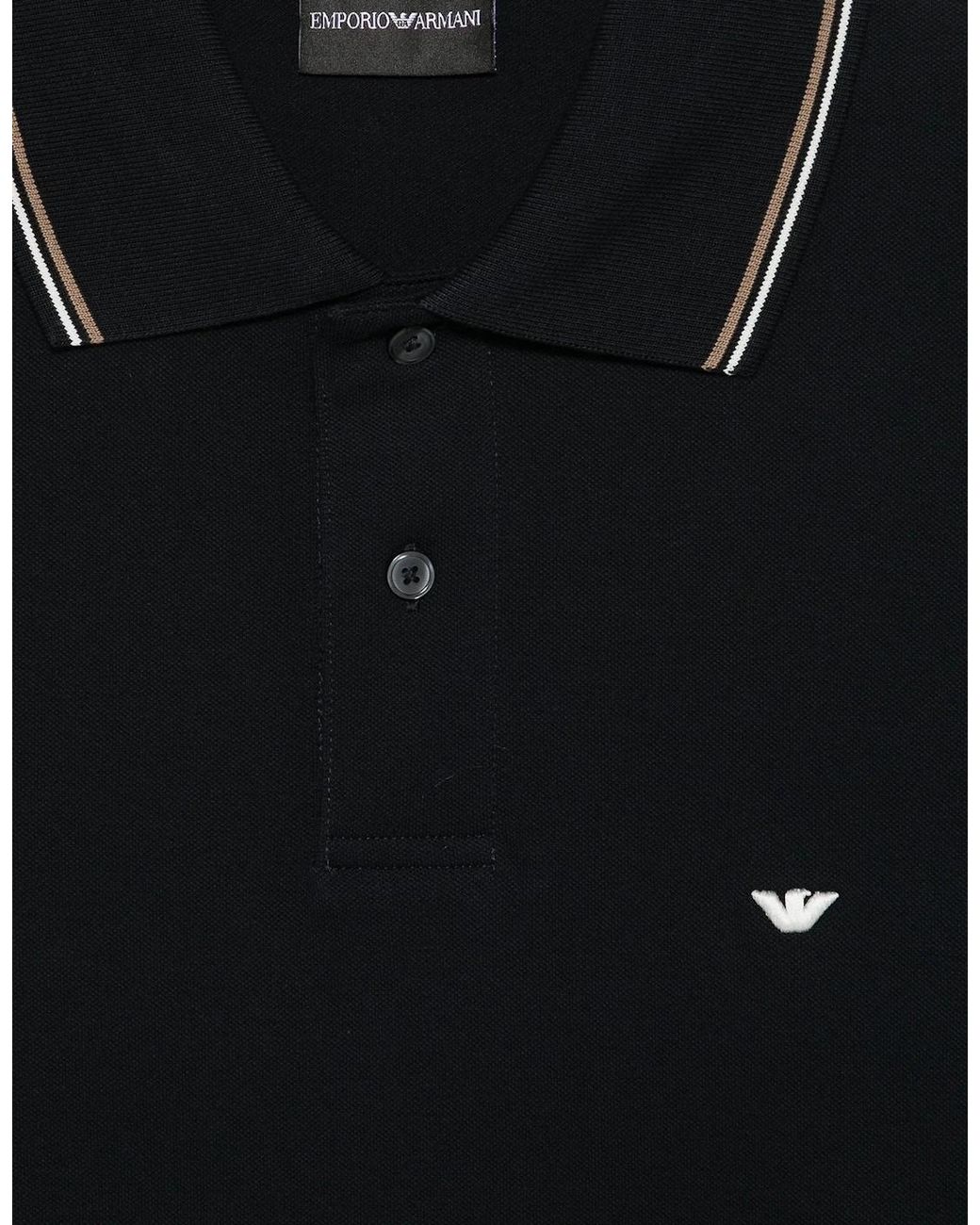 Emporio Armani Black Branded Polo for men